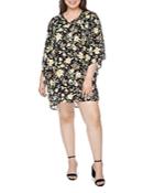 B Collection By Bobeau Curvy Morna Floral Flutter-sleeve Dress