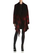 The Kooples Solid & Check-print Fringed Poncho