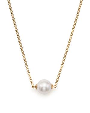 Cultured South Sea Pearl Pendant Rolo Chain Necklace In 14k Yellow Gold, 18