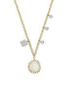 Meira T 14k White And Yellow Gold Rainbow Moonstone And Diamond Pendant Necklace, 16