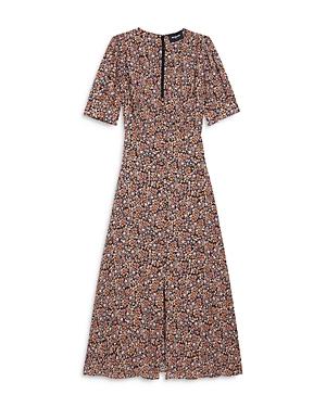 The Kooples Floral Print Button Front Midi Dress