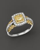 Yellow And White Diamond Ring In 18k White And Yellow Gold