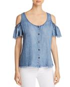 Billy T Cold-shoulder Chambray Top