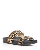 J/slides Women's Leopard-print Calf Hair Slide Sandals