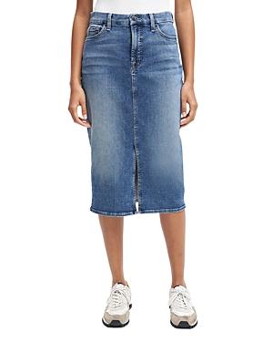 Jen 7 Front Slit Denim Pencil Skirt