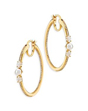 Nadri Emilia Swarovski Pearl & Cubic Zirconia Hoop Earrings