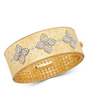 Roberto Coin 18k Yellow Gold & 18k White Gold Venetian Princess Diamond Wide Bangle Bracelet