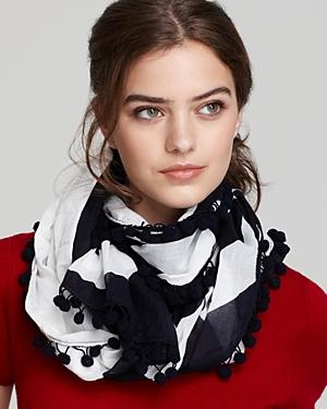 Tory Burch Reva Printed Scarf With Poms