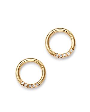 Zoe Chicco 14k Yellow Gold Small Thick Circle Pave Diamond Stud Earrings