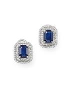 Bloomingdale's Blue Sapphire & Diamond Double Halo Earrings In 14k White Gold - 100% Exclusive
