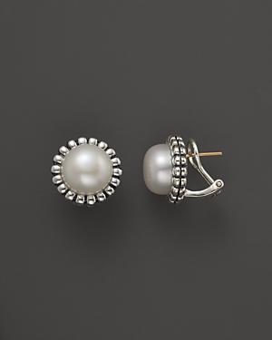 Lagos Sterling Silver Fluted Freshwater Pearl Earrings