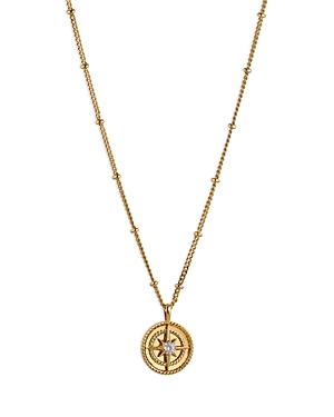 Ajoa By Nadri Vacay Cubic Zirconia Compass Rose Pendant Necklace In 18k Gold Plated, 16-18