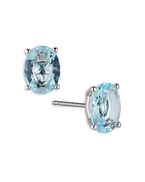 Nadri Modern Love Light Blue Cubic Zirconia Oval Stud Earrings In Rhodium Plated