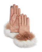 Echo Fox Fur Trim Leather Tech Gloves