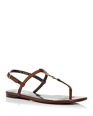 Saint Laurent Women's Cassandra Croc Embossed Thong Sandals