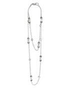 Lagos 18k Yellow Gold And Sterling Silver Caviar Color Station Necklace With White Topaz, 34