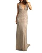Basix Beaded Open Back Gown