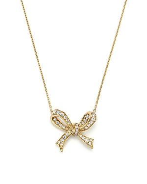 Diamond Bow Pendant Necklace In 14k Yellow Gold; .20 Ct. T.w. - 100% Exclusive