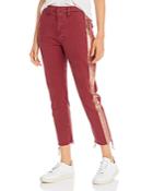 Mother The Shaker Metallic-stripe Cropped Frayed Pants