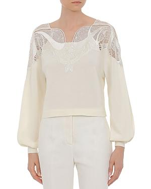 Alberta Ferretti Cotton Crochet Trim Sweater
