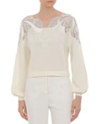 Alberta Ferretti Cotton Crochet Trim Sweater