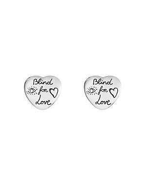 Gucci Sterling Silver Blind For Love Engraved Earrings