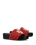 Tory Burch Women's Double T Shearling Flatform Sandals