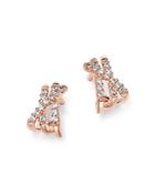 Bloomingdale's Diamond Crisscrossed Huggie Earrings In 14k Rose Gold, 0.25 Ct. T.w. - 100% Exclusive