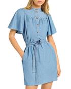 Vanessa Bruno Chambray Flutter Sleeve Dress