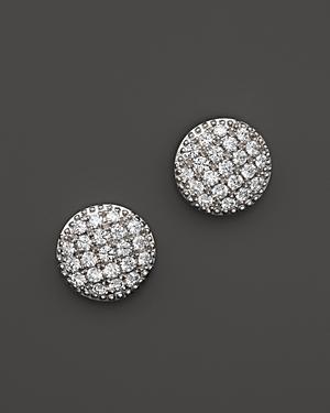 Diamond Disc Stud Earrings In 14k White Gold, .75 Ct. T.w.