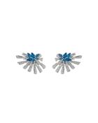 Hueb 18k White Gold Mirage Blue Topaz & Diamond Cluster Stud Earrings