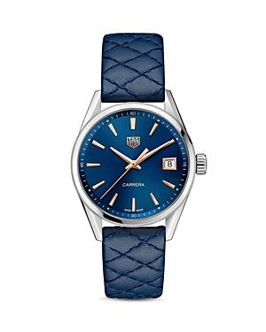 Tag Heuer Carrera Quartz Ladies' Blue Leather Watch, 36mm