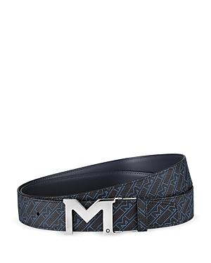 Montblanc Men's Palladium Finish M Buckle Reversible Leather Belt