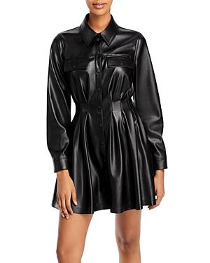 Alice + Olivia Malina Gathered Waist Faux Leather Dress