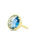 Freida Rothman Imperial Blue Single Stone Cocktail Ring In 14k Gold-plated Sterling Silver