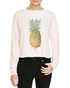 Wildfox Distressed Pineapple Print Sweatshirt