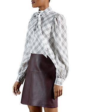 Ted Baker Checked Bow Detail Woven Top