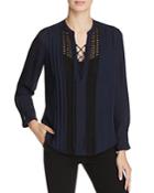 Rebecca Taylor Silk Georgette Lace-up Blouse