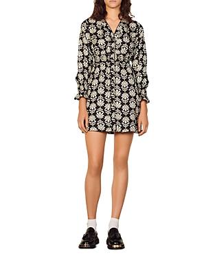 Sandro Illiana Floral Silk Mini Dress