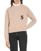 Sandro Lucille Ruffled Collar Embroidered Sweater