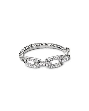 David Yurman 18k White Gold Stax Diamond Link Statement Ring