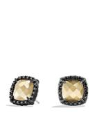 David Yurman Chatelaine Earrings With 18k Gold Dome And Black Diamonds