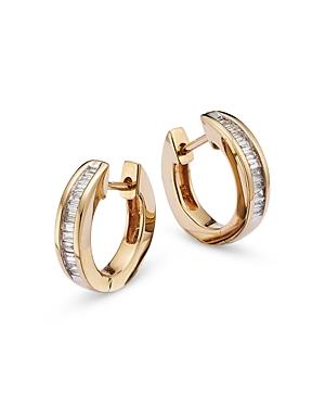 Channel Set Diamond Hoop Earrings In 14k Yellow Gold, 0.25 Ct. T.w. - 100% Exclusive
