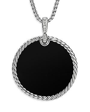 David Yurman Sterling Silver Dy Elements Black Onyx & Diamond Pendant