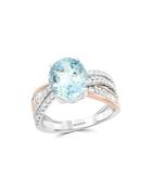 Bloomingdale's Aquamarine & Diamond Ring In 14k Rose Gold & 14k White Gold - 100% Exclusive