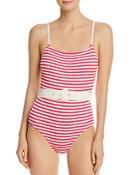 Solid & Striped The Nina Striped Belted One Piece Swimsuit