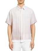 Theory Noll Glaze Stripe Linen Button Down Shirt
