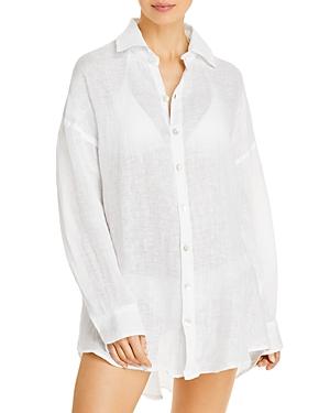 Vitamin A Playa Linen Shirt Dress Swim Cover-up