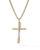 David Yurman 18k Yellow Gold Crossover Cross Necklace With Diamonds, 17