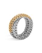 John Hardy Sterling Silver & 18k Gold Classic Chain Woven Ring